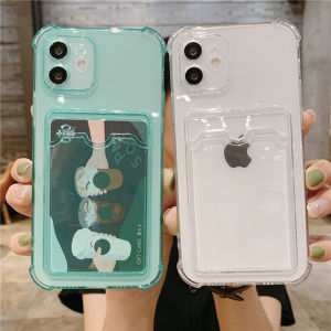 Card Holder Casing For iPhone 16 15 11 7 8 Plus 12 13 14 Pro Max X XS Max XR SE 2020 Soft Clear Cover FOR Iphone 11