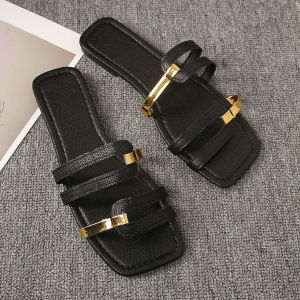 [Free Shipping] New Flat-Soled Square-Toed WomenS Slippers Large Size Casual Fashionable Comfortable Versatile Sandals And Snow Boots