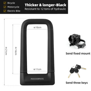 【Local Delivery】ROCKBROS Bicycle Lock Anti-theft Steel U Lock Anti-hydraulic Shears Double Locked Waterproof Security Motorcycle MTB Road Bike Lock