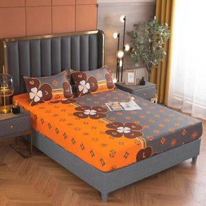 3 in 1 Bed sheet Cotton Full Garterized Fitted Bedsheet with 2 pcs Pillow case