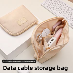 Mini Makeup Organizer - Ins Style Portable Cosmetic Bag with Cable Pocket