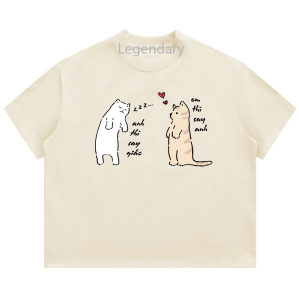Áo thun Boxy oversize Chó Mèo dễ thương tinh nghịch (100% cotton 250gsm)