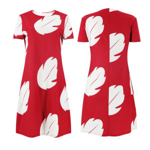 ZEEMIN Lilo Cosplay Costume Pelekai Red Lilo Dress with Hawaiian Leaf Flower Leis Accessories Flower Hair Clip Halloween Party Cosplay