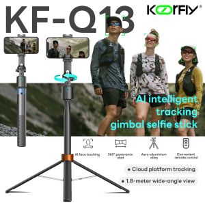 Koorfly KF-C16 Ultra-Light Selfie Stick Tripod Face AI Tracking Quadrapod Gimbal Stabilizer 360 Rotate 2 in 1 Stretchable Remote Shutte For Outdoor Tourism Shooting Vlog