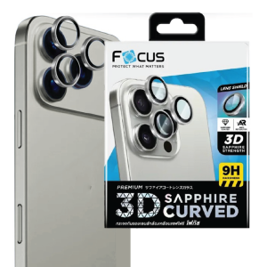 ฟิล์มวงแหวนกันรอยเลนส์กล้อง เคลือบแซฟไฟร์ โฟกัส สำหรับ iPhone 17 16 Pro Max  Focus 3D curved sapphire hybrid lens protector