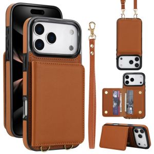 Women Girls Wrist & Crossbody Strap Max 6 Credit Card Holder RFID Blocking KickStand Flip Leather Wallet Case for iPhone 17 Pro MaxAir16 Pro Max16E15 Plus1413 12