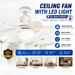 E27 Ceiling Fan Light 30W/40W Silent 5 Blade 3 Speed LED Fan Bulb 3 Color Dimmable with Remote Control Timer