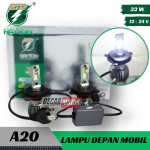 LAMPU UTAMA MOBIL 2 PCS RAYTON A20 H11 H7 H4 KIPAS RTD LED 32 WATT 19-36V SUPER CAR