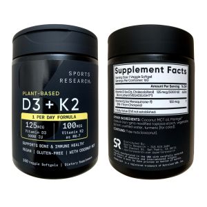 Sports Research D3 + K2 Plant Based 125 mcg/100 mcg 60 Veggie Softgels