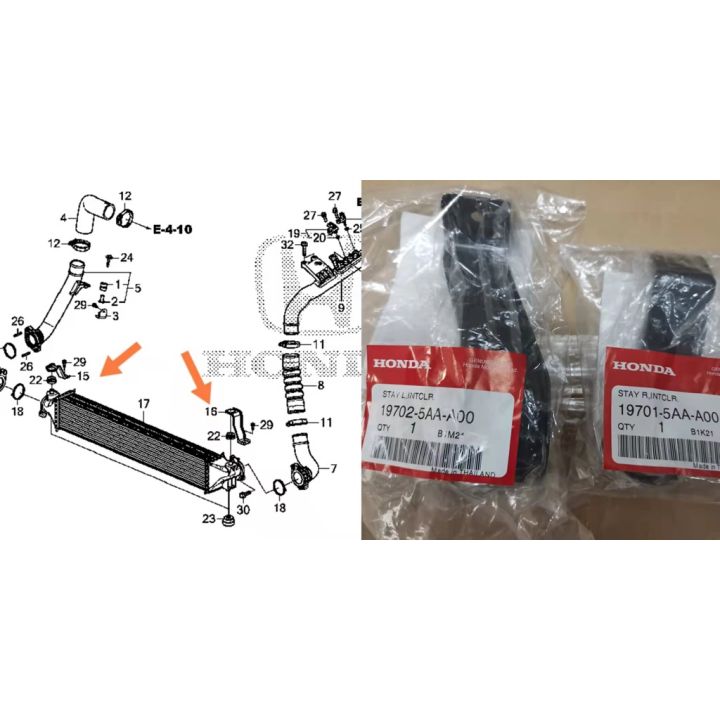 Cap7105aa ORIGINAL HONDA CIVIC FC 2016-2020 INTERCOOLER BRACKET STAY LH/ RH 19702 ...