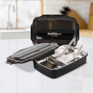 Kotak Makan Anti Tumpah 3 Sekat / Kotak Makan Lunch Box Anti Tumpah / Kotak Makan 3 Grid 1000ml with Spoon & Chopstick - OU1000