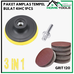 Paket Lengkap Tatakan Amplas Bulat 4inc Mata Gerinda Pad Amplas Ukuran 4inch Pepekat Amplas Tangan Mesin Gurinda Tangan Pad Velcro