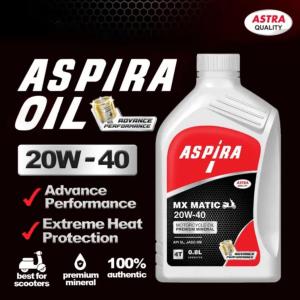 Aspira Motorcycle Oil MX Matic 800ML 4T 10W-30/10W-40/15W-40/20W-40-Motorcycle & Scooter Oil.