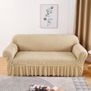 Puffs Sofa Covers Elastic Adjustable Sofa Cover for Living Room Ruffled Couch Furniture Protective Cover for Sofa