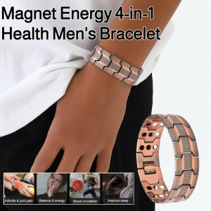 Pure Red Copper Red Copper Magnetic Therapy Bracelet Magnet Energy 4-In-1 Health Mens Bracelet Particles Fashion Jewelry Gift