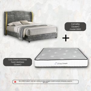 [FREE INSTALLATION] I HOME CAMELLIA Velvet Queen Divan Bed Frame Katil Murah Gold Luxury Solid Wood