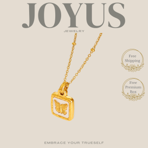 JOYUS Vera Titanium Stainless Steel 18K Gold Waterproof Seashell Butterfly Necklace Birthday Gift Box
