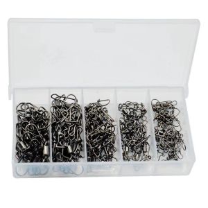 50Pcs Stainless Steel Fishing Swivel Snap Connector Fishing Line Clip Ring Fishing Accessories for Sea Freshwater Fishing