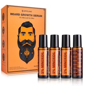 5% Minoxidil Beard Growth Serum for Men 5% Minoxidil Hair Regrowth Roller Bottle Design Extra Strength Beard Growth Oil for Stronger Thicker Fuller Beard Faster