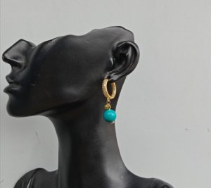 Natural Stone Turquoise Stud Earrings Blessed Cleansed Wealth Charms Earrings