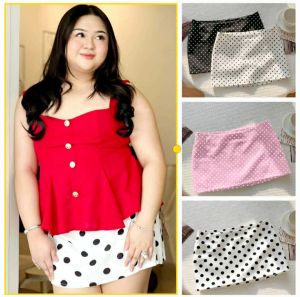 DD..KPC Summer Beach  Everyday Wear Casual Plus Big Size Polkadots Skirt - with Inner Shorts   - with inner shorts - fits up to 42 inches - current trend - effortless easy to wear - simple but cute skirt - fabric from abroad - cotton fabric - timeless pi