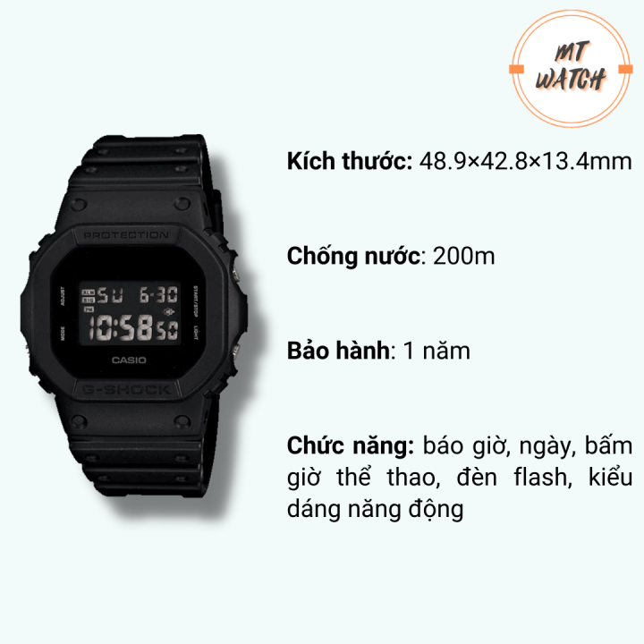 [Ảnh thật] Đồng hồ Nam CASIO GSHOCK DW-5600bb, mặt vuông thể thao size 43.5mm chống nước, nam tính, năng động, khỏe khoắn, bấm giờ thể thao, giờ thế giới