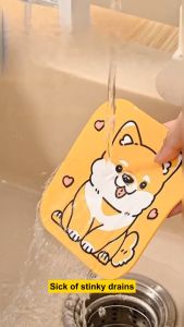 Anti-Clogging/Odor-Proof/Anti-Slip 3-in-1 Bathroom Floor Drain Silicone Anti-Slip Floor Drain Cute Dog Cartoon Design