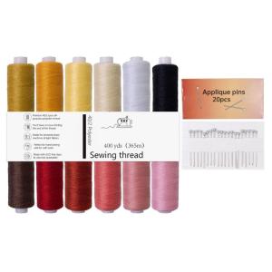 Fade Resistant Polyester Sewing Thread Pack 12 Tone Accessory for Frequent Washing