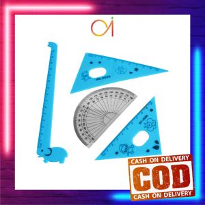 AI-A66  Penggaris Matematika Pengaris Garisan Penggaris Set / Ruler Set / Penggaris Plastik 15cm Set Isi 4 Alat Tulis Sekolah Kantor Karakter Motif Jerapah