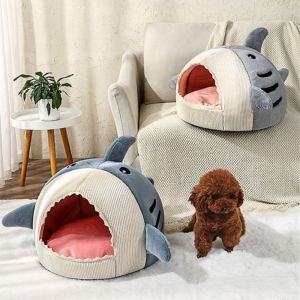 SWEET ELVES Winter Soft Dog Sleeping Shark Shape Comfortable Washable Dog Kennel Cat Bed Cat Cushion Cat Cave