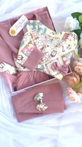 Set Dress Kutung Anak dengan Outer Bolero Warna Ungu Pink Pastel Rose Ayana LABELLA 3-10 Tahun Lucu Casual Simpel Cantik Tutu Tulle