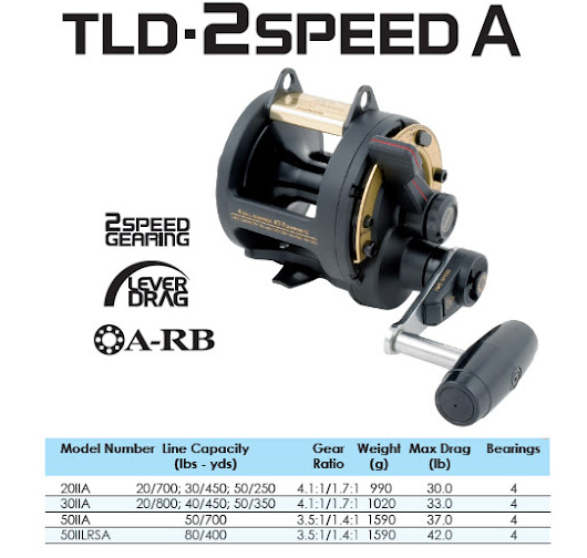 SHIMANO TLD 2SPEED 20A / 30A TRITON OVERHAED BAIT CASTING REEL