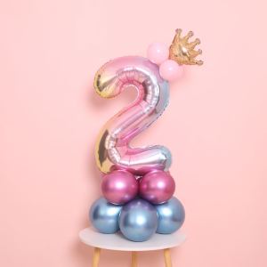 Happybaloon Paket Balon Foil Angka Umur Usia Ulang Tahun Ultah Jumbo Besar 80 Cm set Murah Rainbow PBA-01