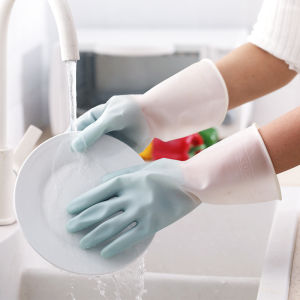 IMall Dishwashing Hand Glove Waterproof Rubber Gloves Latex Hand Gloves Kitchen Laundry Bathroom Toilet Cleaning 1 Pair