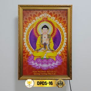 Tranh Phật Dược Sư Có Đèn Trang Trí Bàn Thờ Phòng Thờ Treo Tường DPDS-16