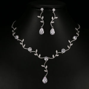 ebay Hot-selling Korean fashion temperament leaf zircon set for women simple and versatile Rui Li style Factory direct sales first