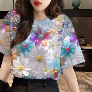 หวีเสื้อคอปกสูงพิมพ์ลาย เสื้อฮาวายสุภาพสตรีพร้อมคอ O แขนสั้น