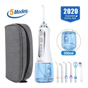 H2ofloss 5 Modes Oral Irrigator USB Rechargeable Water Floss Portable Dental Water Flosser Jet 300ml Irrigator Dental Teeth Cleaner+5 Jet