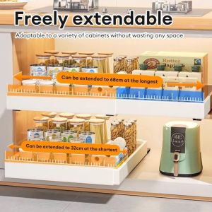 Kitchen Cabinet Pull Out Dish /Bowl Rack / Slide Drawer For Cabinet Under Sink Organizer/Multi-function Pull Out Basket / almari tarik rail rak dapur