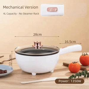 LUMIYA 3/4 lít Nồi Lẩu Điện Không dính với máy hấp Nồi điện Đa mục đích Làm nhanh Chảo chiên điện Hộ gia đình