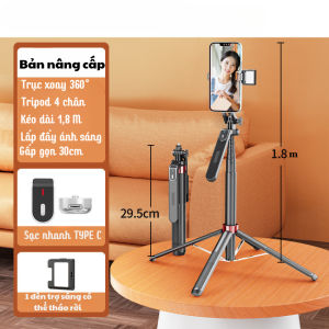 Gậy chụp ảnh 4 chân P185 - Tripod điện thoại livestream quay phim chụp ảnh kéo dài 180cm có remote