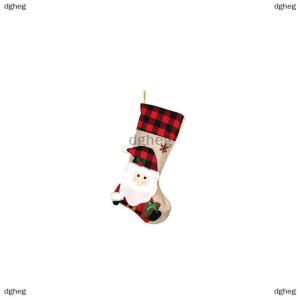 [COD] dgheg Christmas Stockings Christmas Stocking Deer Santa Snowman Burlap Plaid Xmas Stocking Holiday Christmas Decoration For Family