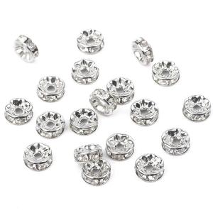 50pcs/lot 6/8mm Round Loose Spacer Beads Rhinestone Rondelle Crystal Beads for Jewelry Making Bracelet Necklace DIY Accessories h2610
