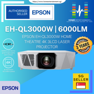 Epson EH-QL3000W | Super High Brightness 6000 Lumens Home Theatre 4K 3LCD Laser Projector For a Superior Home Entertainment Experience