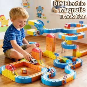 Magnetic Building Block Track Car Anti-Gravity Magnetic Suction Train DIY Assembly Toy