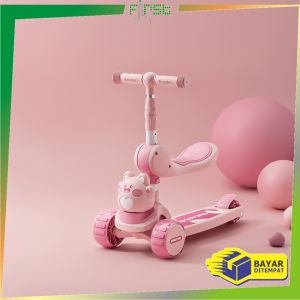 FH-M391 Mainan Anak Skuter Lipat 3 Roda Scooter Otoped Karakter / Sepeda Duduk 2in1 Ada Musik Lagu