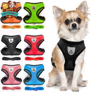 Dog Harness with leash Lead Set Puppy Fashion Mesh Vest Reflective dog leash