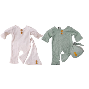 Newborn Photo Shoot Essential Soft Polyester Outfit Hat And Pants Set Breathable Design Perfect For Infant Photography