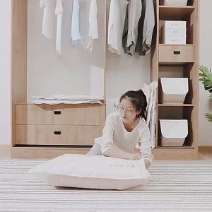 Vacuum Storage Bags 10Pcs Reusable Resealable Compression Thickened for Clothes Quilt Home Organizer