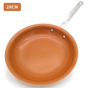 Fypo 8/10/12in Frying Pans Copper Color Non-stick Skillets with Ceramic Coating Steak Eggs Frying Pot Saucepan Pancake Pot Cooking Tools Gas and Induction Usage Kitchen Cookware